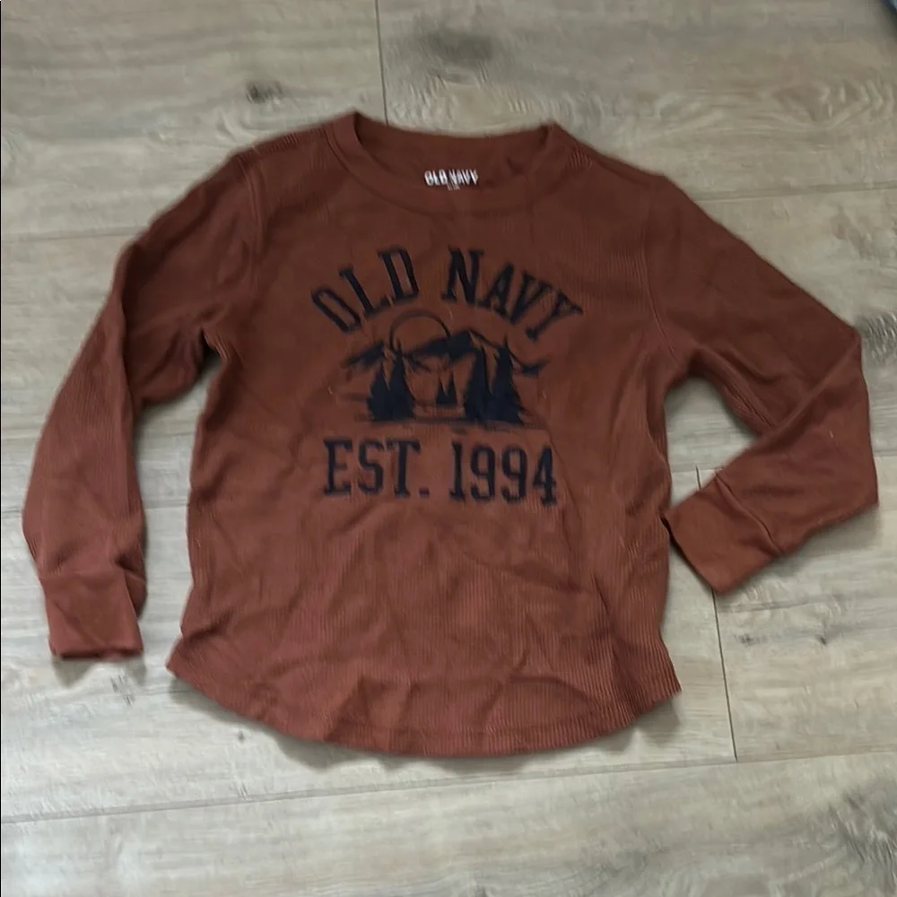 Old Navy Kids Rust Waffle Long Sleeve Shirt